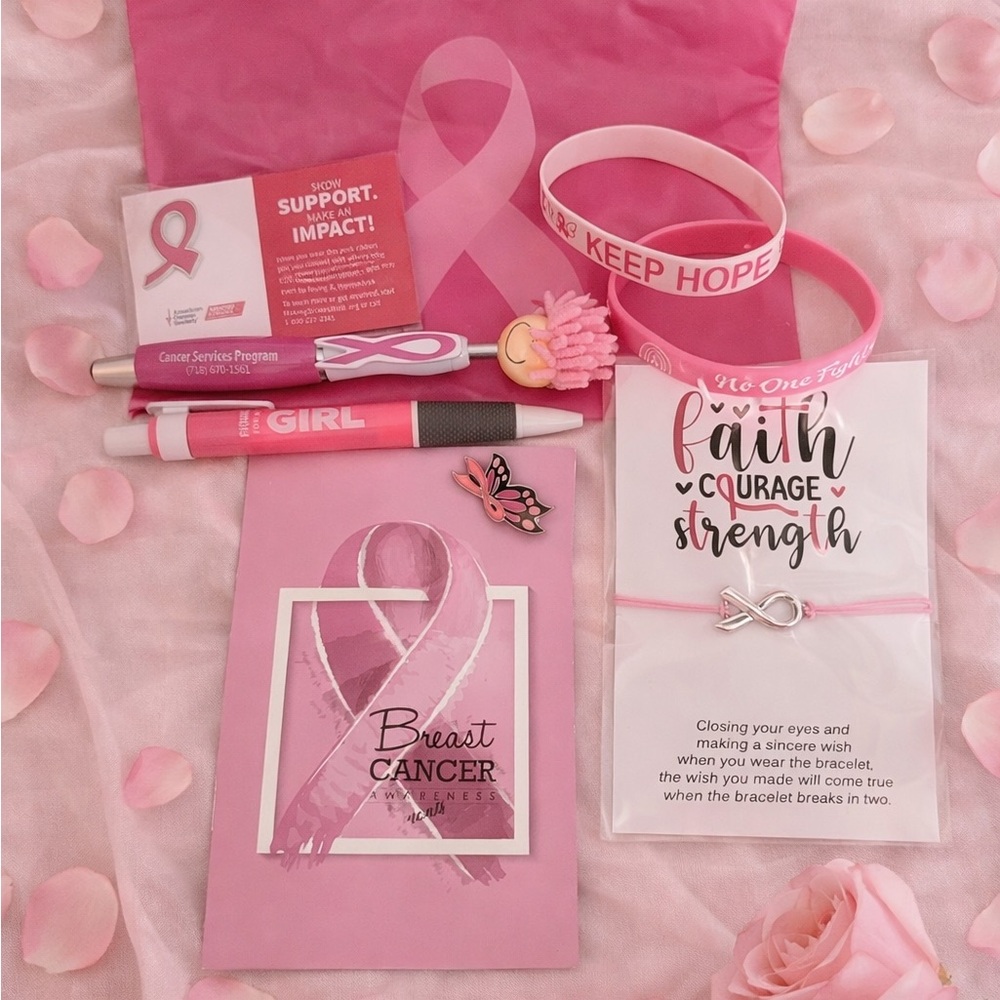 Breast Cancer Awareness Pink Gift Set - Inspirational Bracelet & Accessories